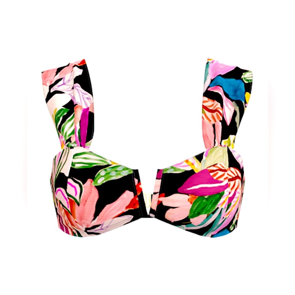 NWT Large Rib Knit V-Wire Bikini Top